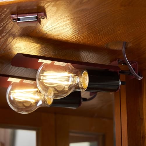 Suteck Corner Curio Cabinet with Lights, Tempered Glass Shelves, Cherry I643