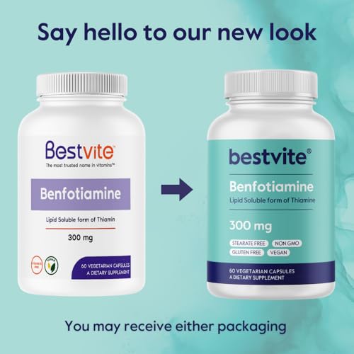 BESTVITE Benfotiamine 300mg 180 Vegetarian Capsules Vegan Non GMO L67000