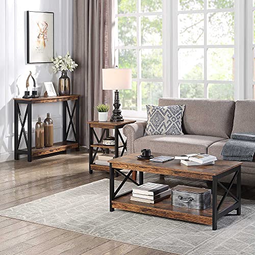 Convenience Concepts Oxford End Table with Storage Shelves, White Faux Marble/Black N969