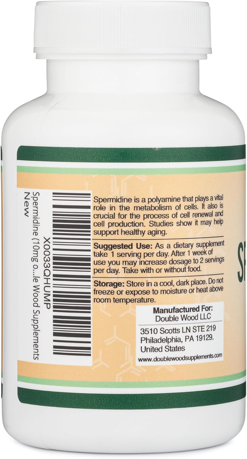 Spermidine Supplement 10mg 120 Capsules by Double Wood Z348061