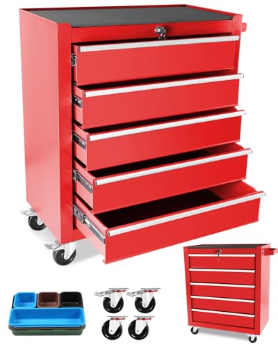 5-Drawer Rolling Tool Chest with Brake Casters, Black E95317