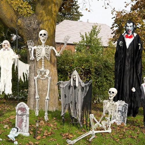 5.4 ft Posable Halloween Skeleton Decoration with Movable Joints L910930
