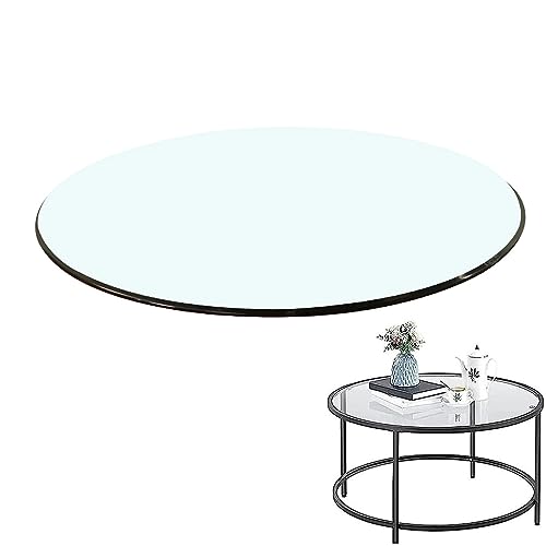 SAGIDAR Round Tempered Glass, Clear Table Top, Round Glass Table Top, Clear Glass High Gloss, Glass Tops for Dining Room Table, Clear Glass Easy to Clean, 19IN 24IN 28IN 32IN 39IN