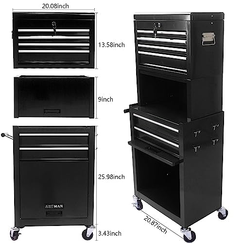5-Drawer Rolling Tool Cart with Wheels, Black V51953