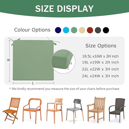 Outdoor Chair Cushions Set of 4, Waterproof Patio Seat Cushions with Ties, Black A5741