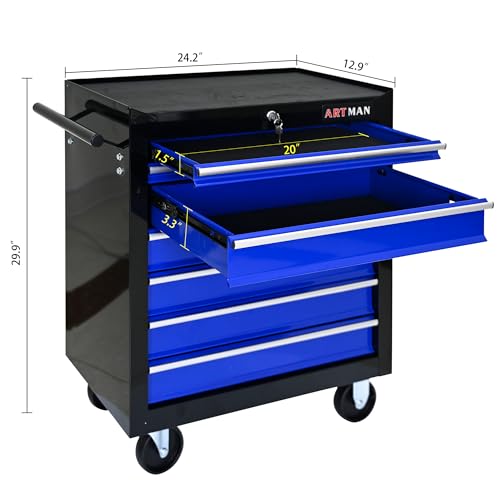 5-Drawer Rolling Tool Cart with Wheels, Black V51953