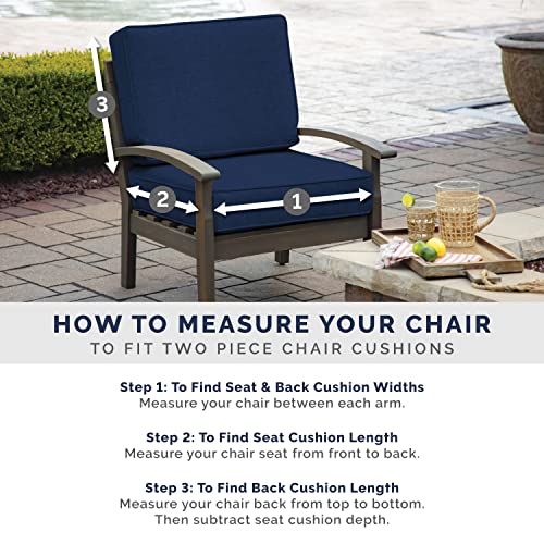 ARDEN Outdoor Dining Chair Cushion 20 x 20 in Weather-Proof Fade Resistant Sapphire Blue J523