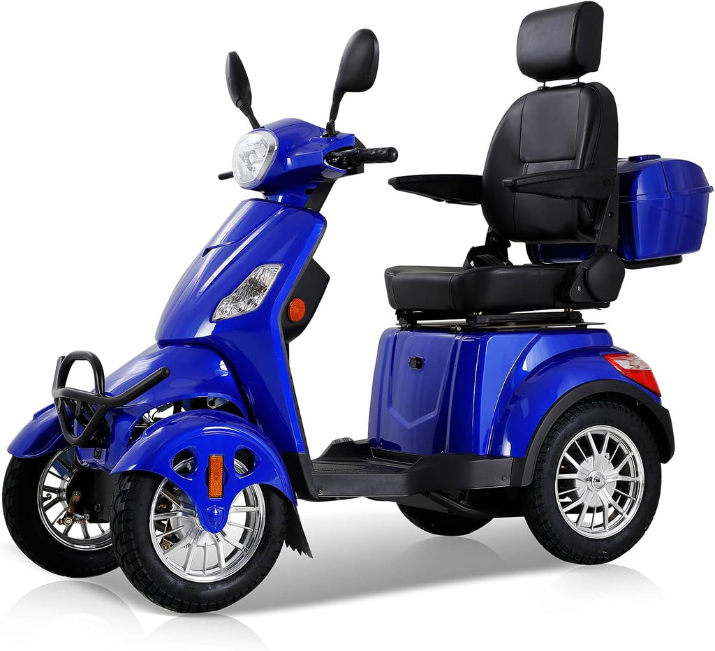 Heavy Duty Mobility Scooter, 800W 4-Wheel All Terrain Electric Vehicle, 3-Speed Adjustable, 35 Miles Range, Adjustable Seat, Rear Lockbox, 550 lbs Capacity, for Adults & Seniors, Blue