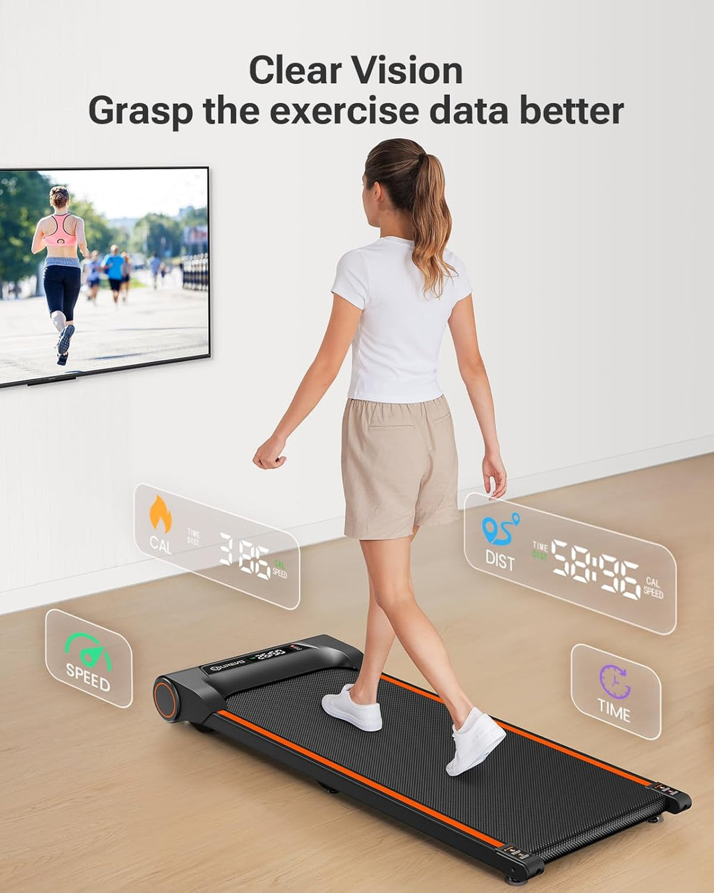 UREVO Under Desk Treadmill 2.25HP Walking Pad for Home Office E9061