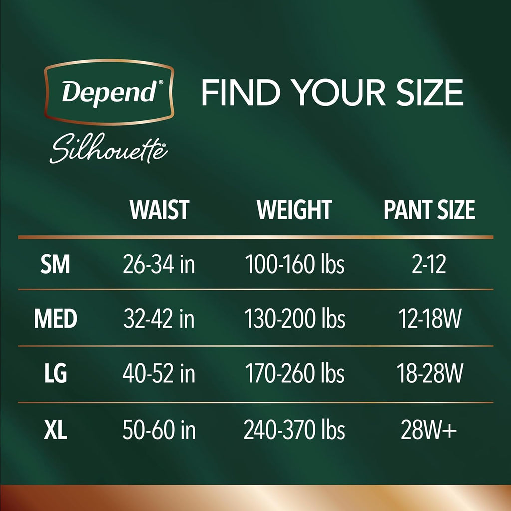 Depend Silhouette Maximum Absorbency Women’s Incontinence Underwear, Large, Pink, 12 Count (Pack of 2) F3369