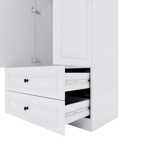 Wood Armoire Wardrobe with 4 Doors and Mirror X45391