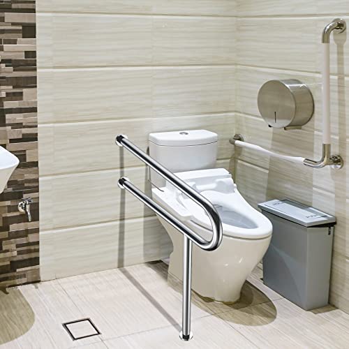 Toilet Grab Bar for Elderly, 24 Inch Height Adjustable Flip Up Bathroom Safety Rail H1737