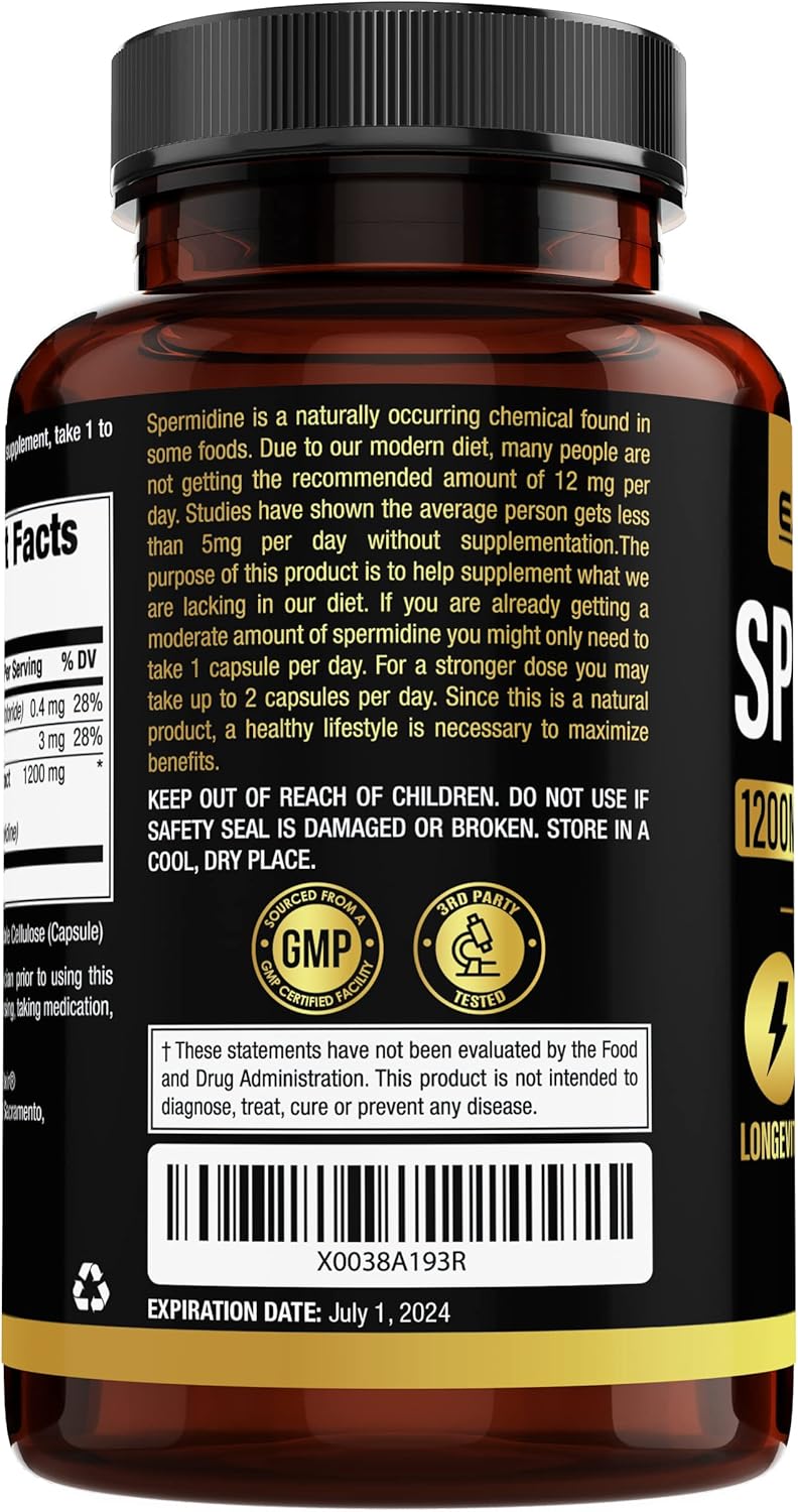 Spermidine Supplements 1200mg 90 Capsules – Fermented Wheat Germ Extract V157