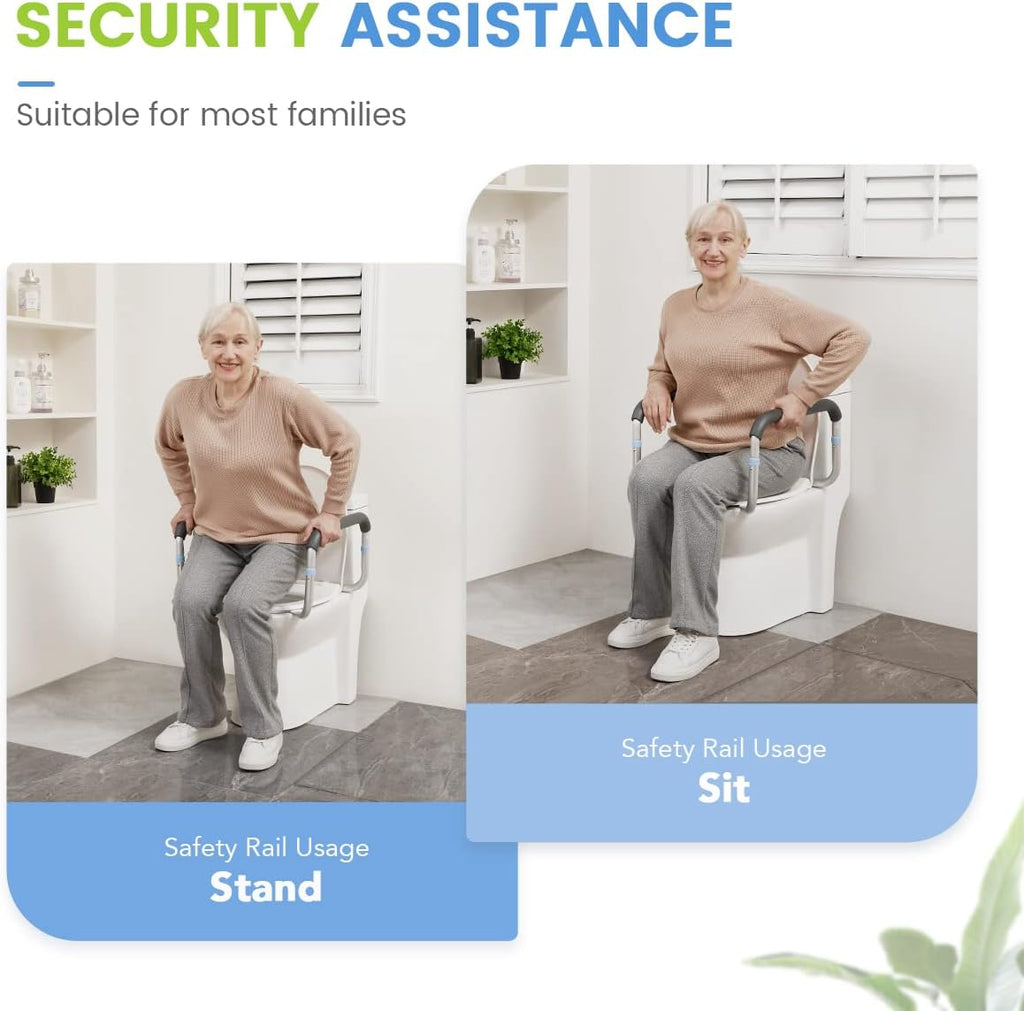 OasisSpace Medical Toilet Safety Rail - Adjustable Compact Support Frame with Hand Rails V931