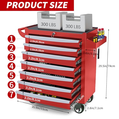 Rolling Tool Chest, Metal Tool Box with 5 Drawers, Lockable Garage Storage Cabinet Q978