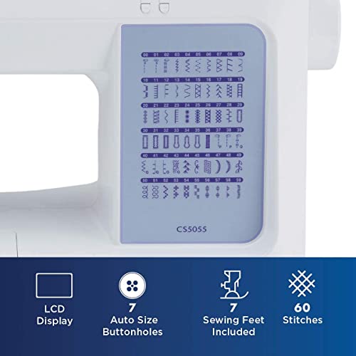 Brother CS5055 Computerized Sewing Machine, 60 Stitches, White T197