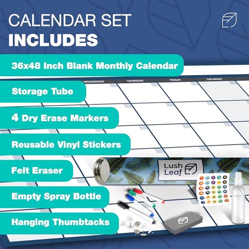 Large Dry Erase Wall Calendar 36x48, Undated Monthly Planner for Home or Office Y45924