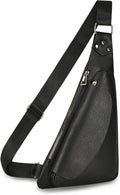 Crossbody Bag Leather Sling Bag For Men Anti-Theft Lightweight Casual Shoulder Bags Chest Pack For Outdoor Business Work Travel Hiking Camping