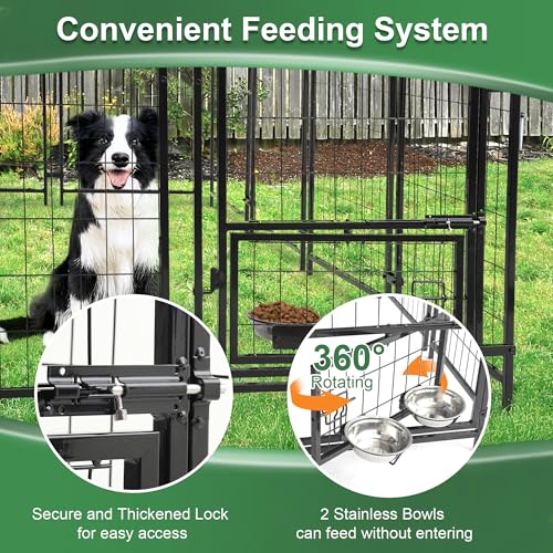 Outdoor Dog Kennel for Large Dogs, Heavy Duty Welded Wire Steel with Roof and Secure Lock G56146