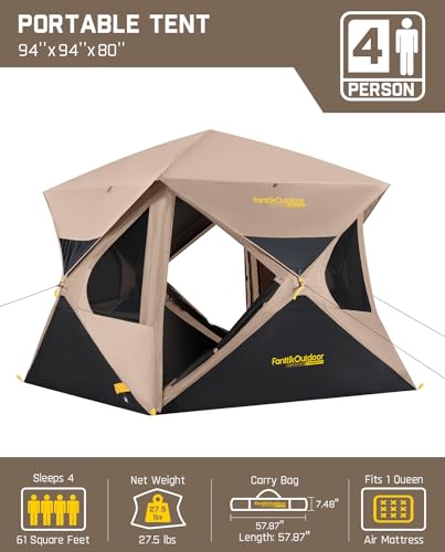 FanttikOutdoor Alpha C4 Ultra Camping Tent 4 Person Pop Up Instant Cabin M610