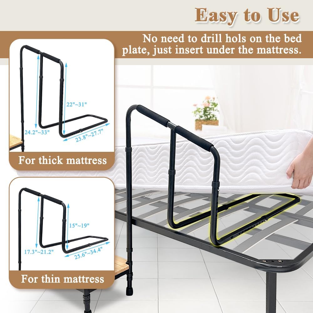Zelen Bed Steps for High Beds with Handle for Seniors A4692