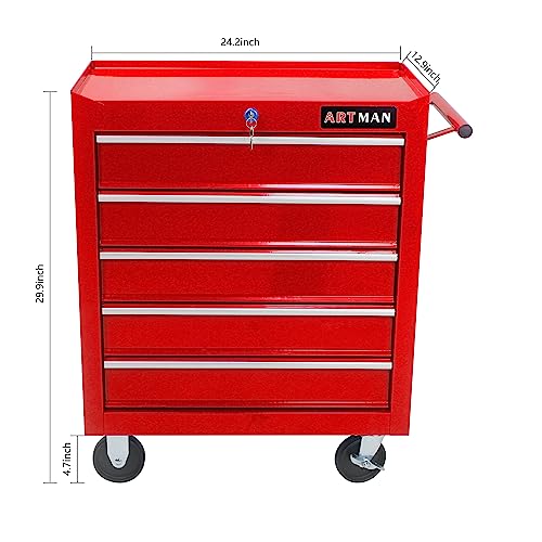 5-Drawer Rolling Tool Cart with Wheels, Black V51953