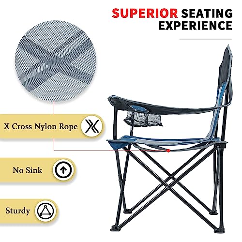 Portable Folding Camping Chair for Adults with Cup Holders, Heavy Duty 400LBS V971