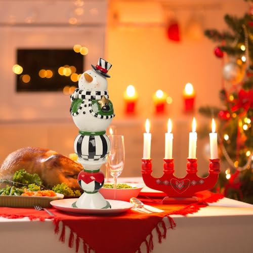 Black and White Checkered Snowman Christmas Decorations Indoor W584