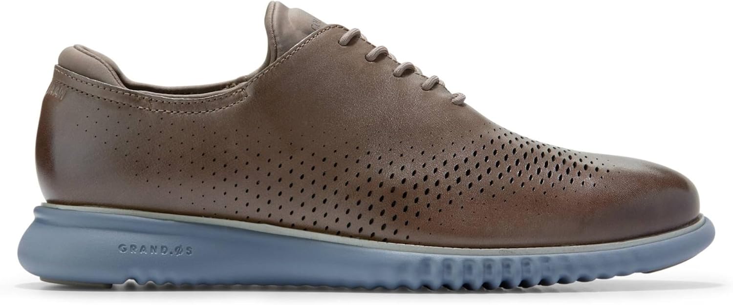 Cole Haan Men's 2.Zerogrand Laser Wing Tip Oxford Loafer, Morel/Folkstone Gray A564