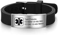 Personalized Silicone Adjustable Medical Alert Bracelets Waterproof Sport Emergency ID Name Bracelets for Men Women