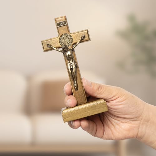 KUXBET Crucifix Cross Catholic 10.7 Inch Wooden Jesus Christ Wall Hanging or Tabletop G934