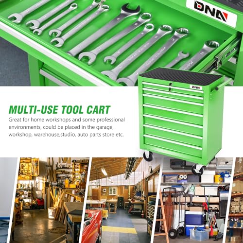 DNA MOTORING 7-Drawer Rolling Tool Cabinet Chest with Keyed Locking System, Green M137