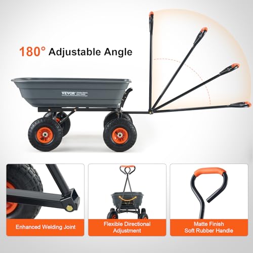 VEVOR 600lbs Poly Garden Cart Dump Wagon with 10in All Terrain Wheels W644