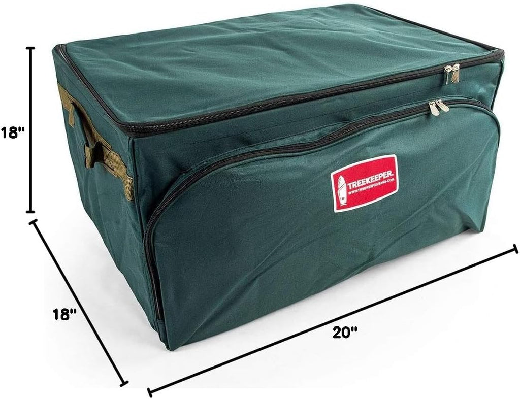 TreeKeeper Green Christmas Ornament Storage Box with Dividers, Holds 72 Ornaments K8261