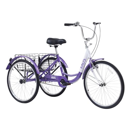 CML SCL]Outroad Adult Tricycle, 24/26 inch Cruiser Trike, 3 Wheel Bikes with Large Basket for Seniors, Women, Men, Adult Trikes for Shopping Picnic Outdoor Sports