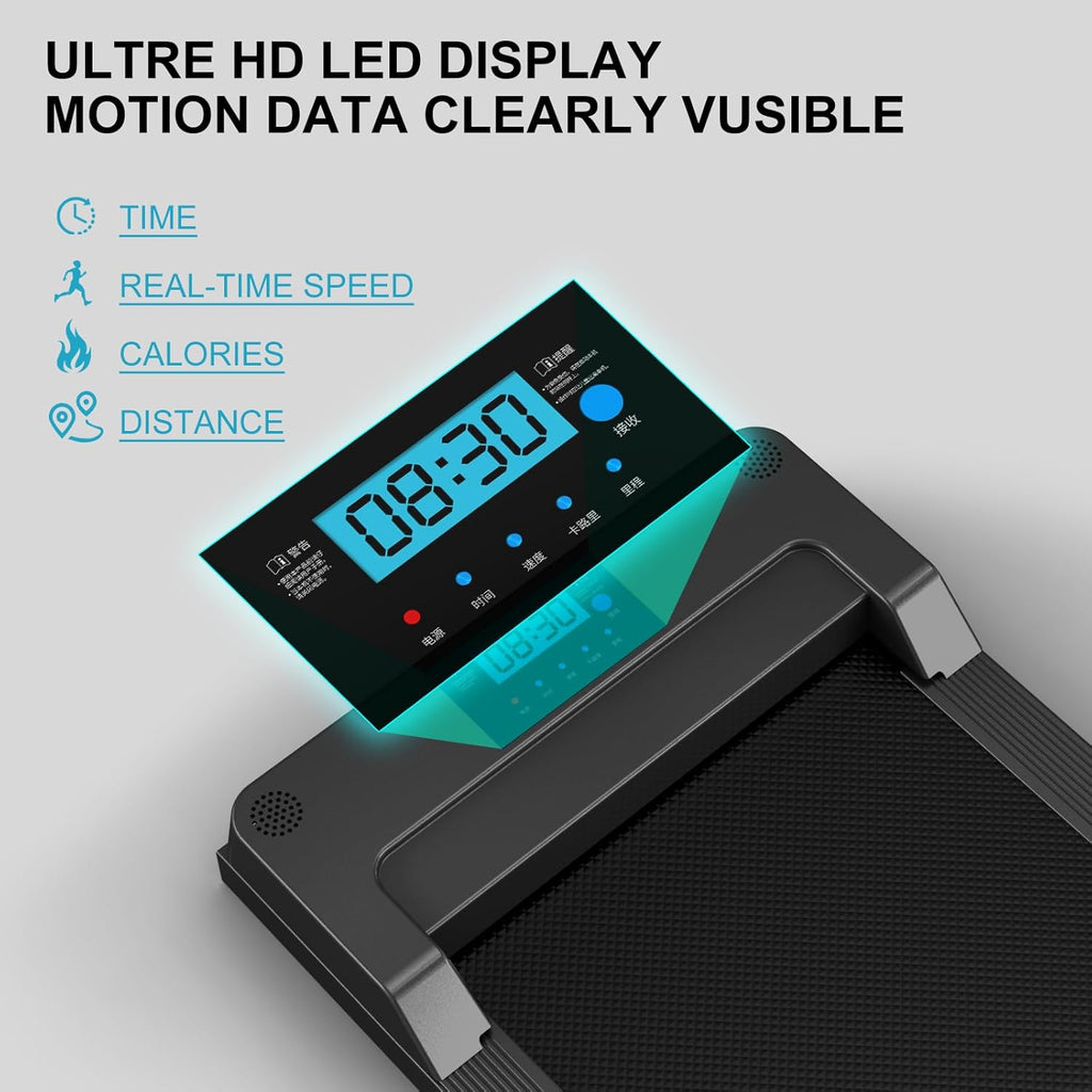 2 in 1 Portable Walking Pad Treadmill with Remote Control, LED Display H663