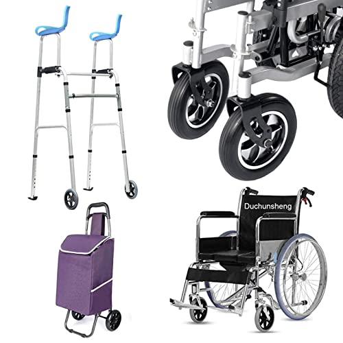 2 Pcs Front Castor Wheel 7 Inch 8 Inch Wheelchair Wheels Solid Rubber with Bearing X955