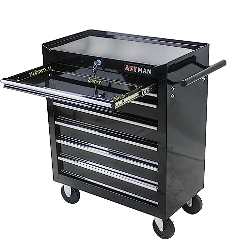 5-Drawer Rolling Tool Cart with Wheels, Black V51953