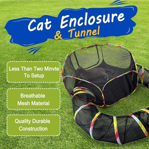 Outdoor Cat Enclosure with Storage Bag, Cat Tunnel Playground for Small Animals D823