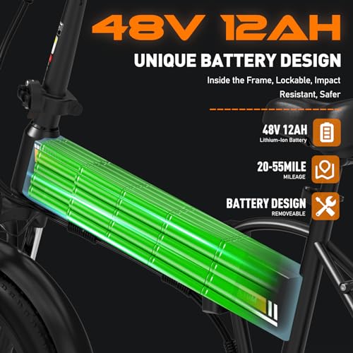 Foldable Electric Bike for Adults 750W 48V 12AH Fat Tire H4741
