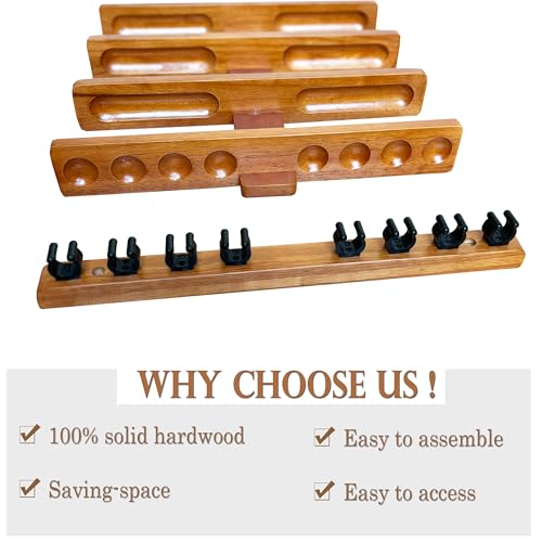 Wall-Mounted Pool Stick Holder Hardwood Rack for 8 Cues, Black Z37042