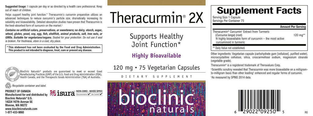 Bioclinic Naturals Theracurmin 2X 75 VegCapsules P311826