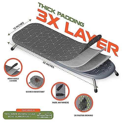 XABITAT Table Top Ironing Board with Wall Mount, Foldable, Grey O209709