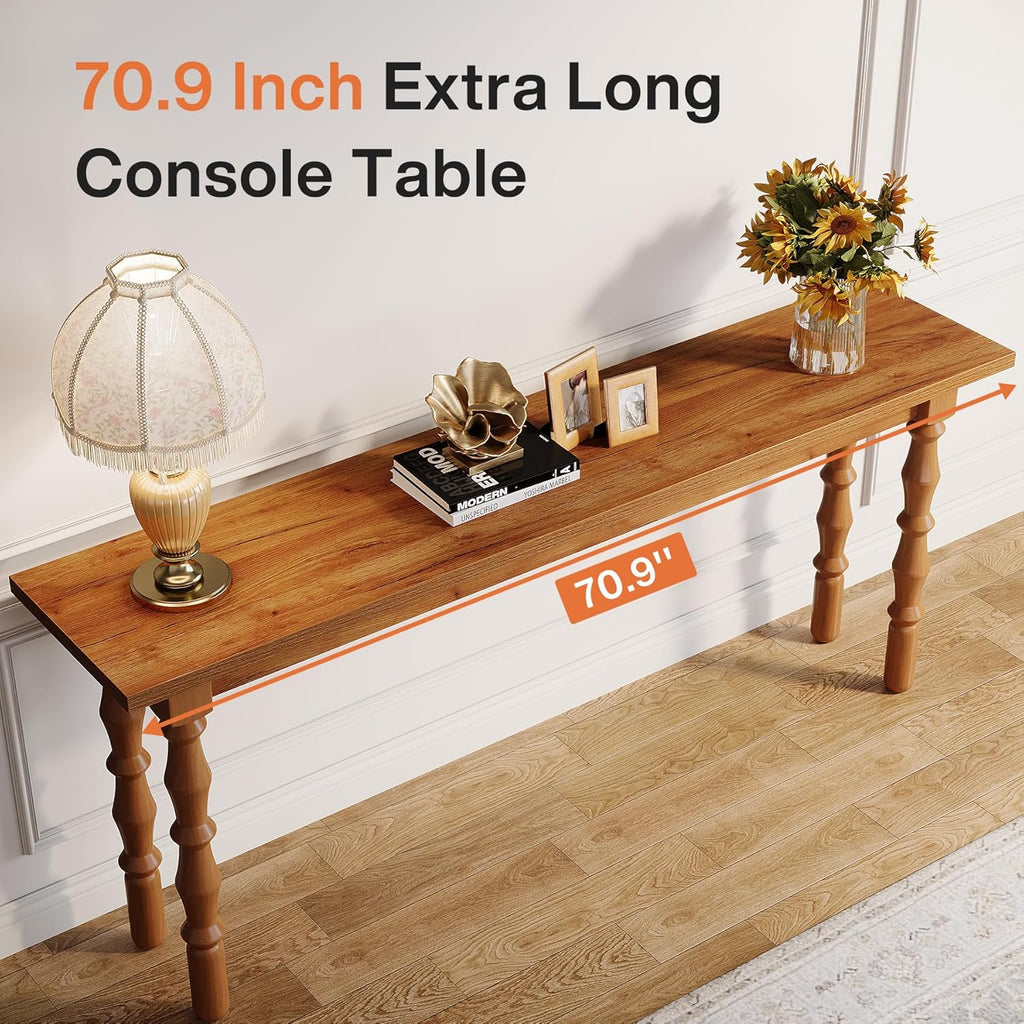 Tribesigns 70.9-Inch Console Table for Entryway with Solid Wood Legs L78418