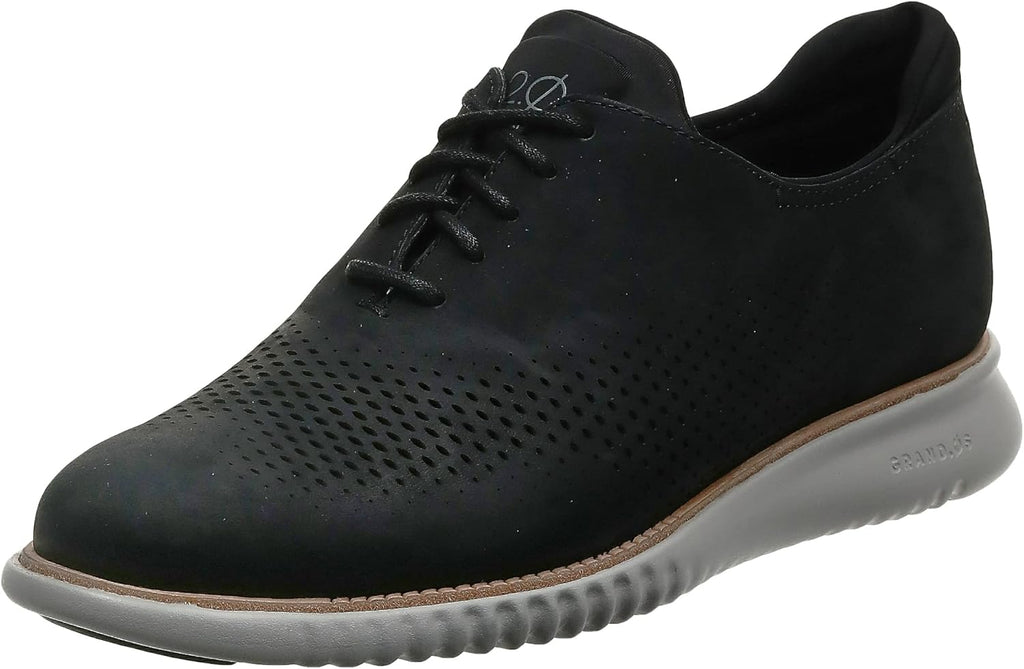 Cole Haan mens 2.zerogrand Laser Wingtip Lined Oxford, Black Nubuck/Grey, 13 US