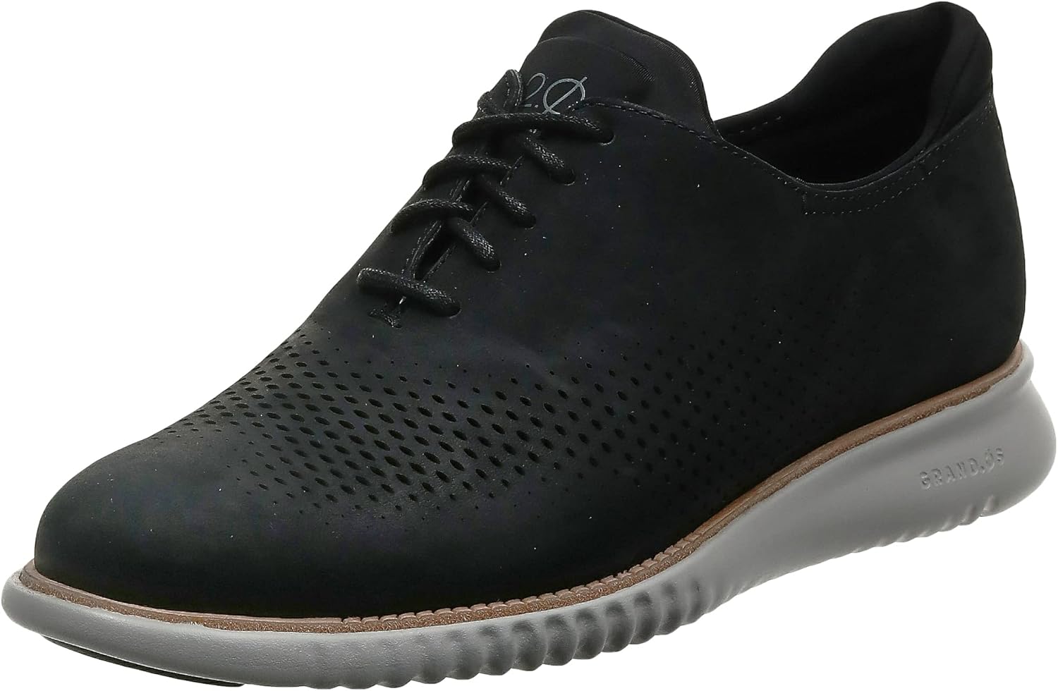 Cole Haan mens 2.zerogrand Laser Wingtip Lined Oxford, Black Nubuck/Grey, 13 US