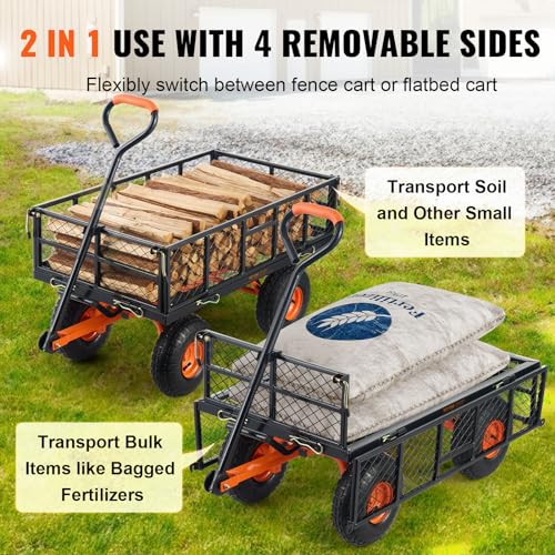 VEVOR 400lbs Steel Garden Dump Cart with Removable Sides Z97756