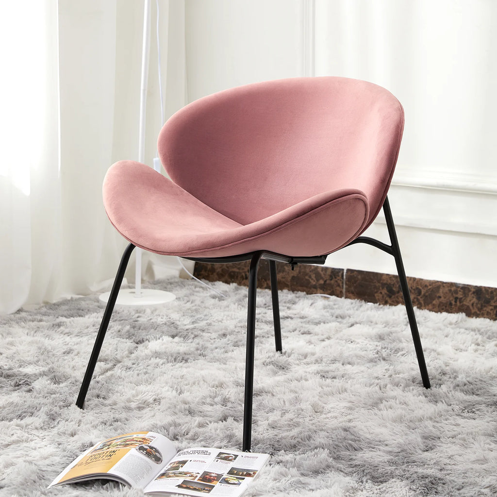 FAGAGA Velvet Accent Chair Set of 2 with End Table, Pink C6062
