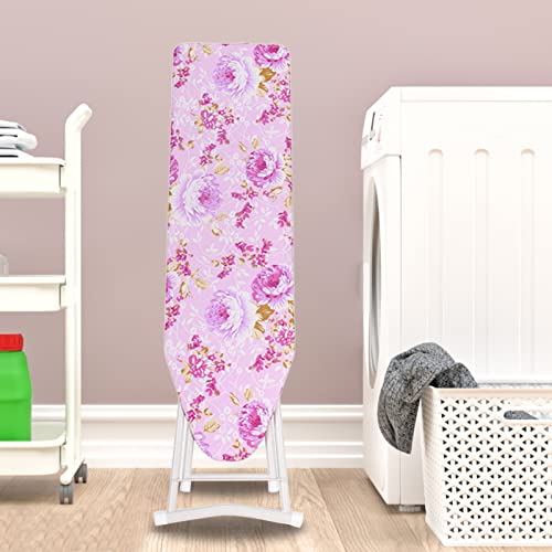 Ironing Board Full Size, Ironing Board with Iron Rest, Height Adjustable Small Ironing Boards for Small Spaces, Non-Slip, Wide Clothes Ironing Board with Folding Legs (White)