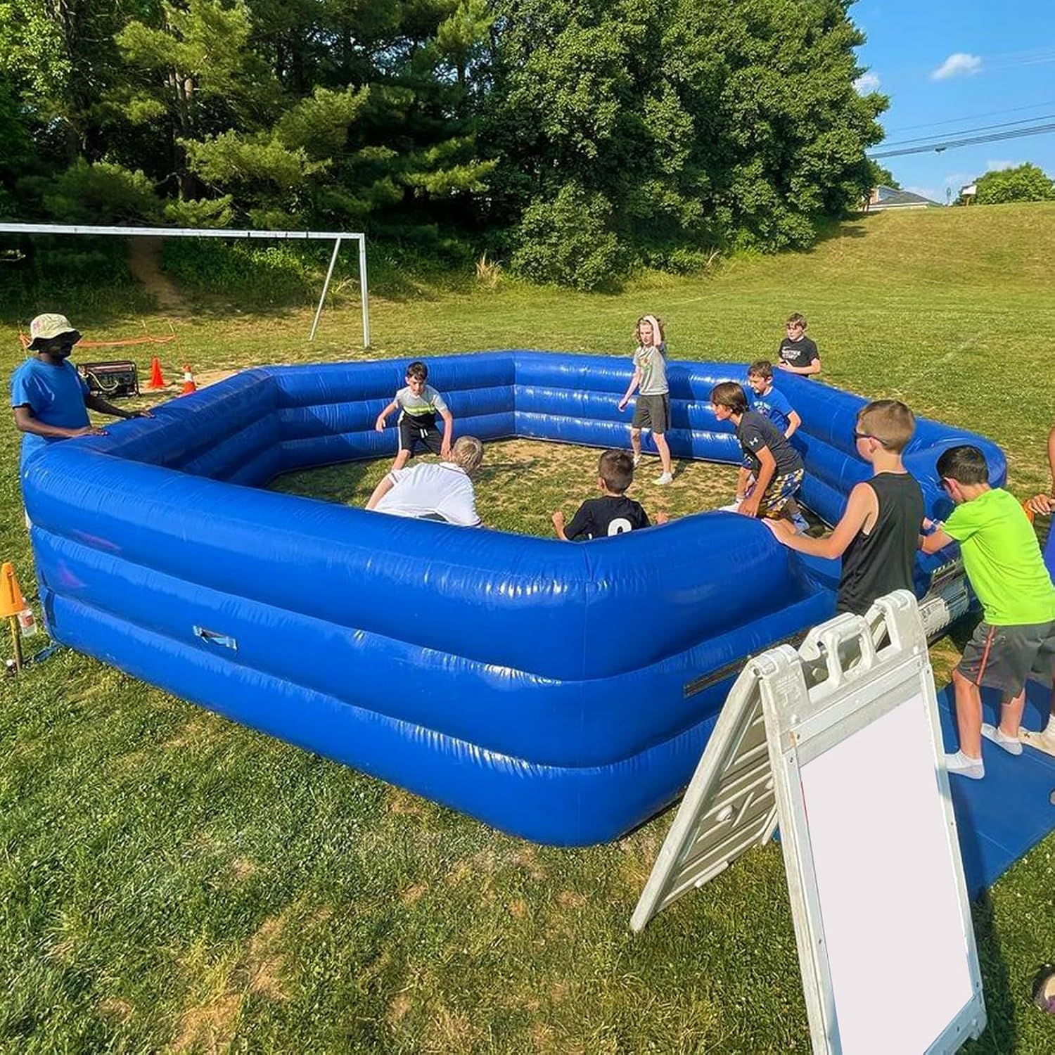 Heavy Duty Gaga Ball Pit Inflatable Gagaball Court with Electric Blower - Inflates Under 2 Minutes - Indoor Outdoor Gaga Ball Pit kit Foldable for Recess Playground Summer Camp Activities, 15FT